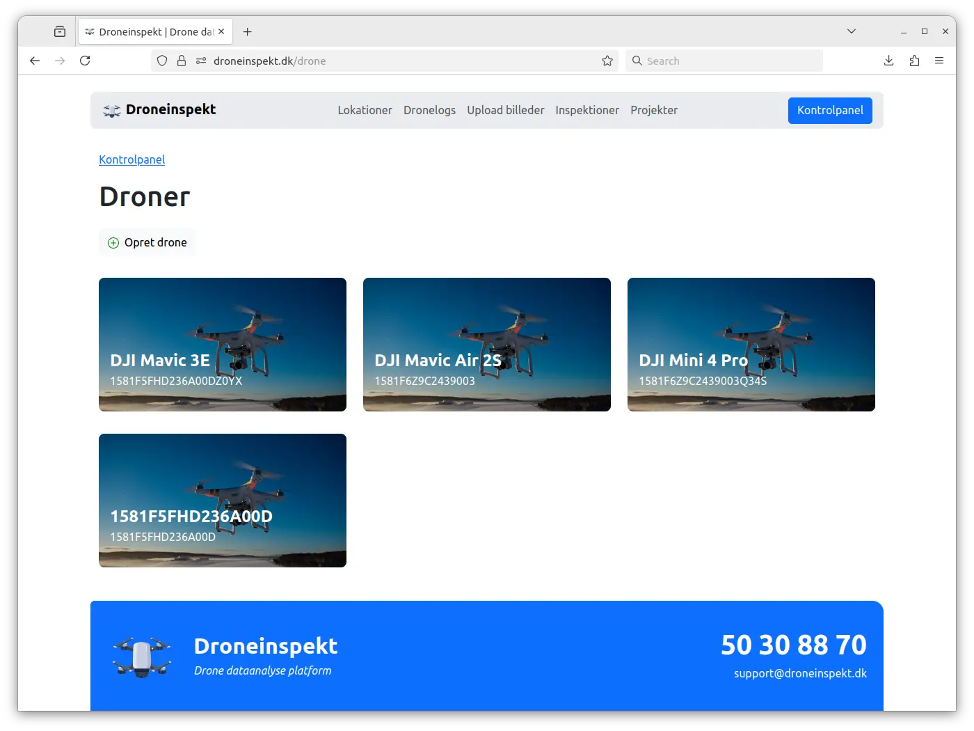 Upload dronecertifikater på dine piloter og vælg udløbsdatoen